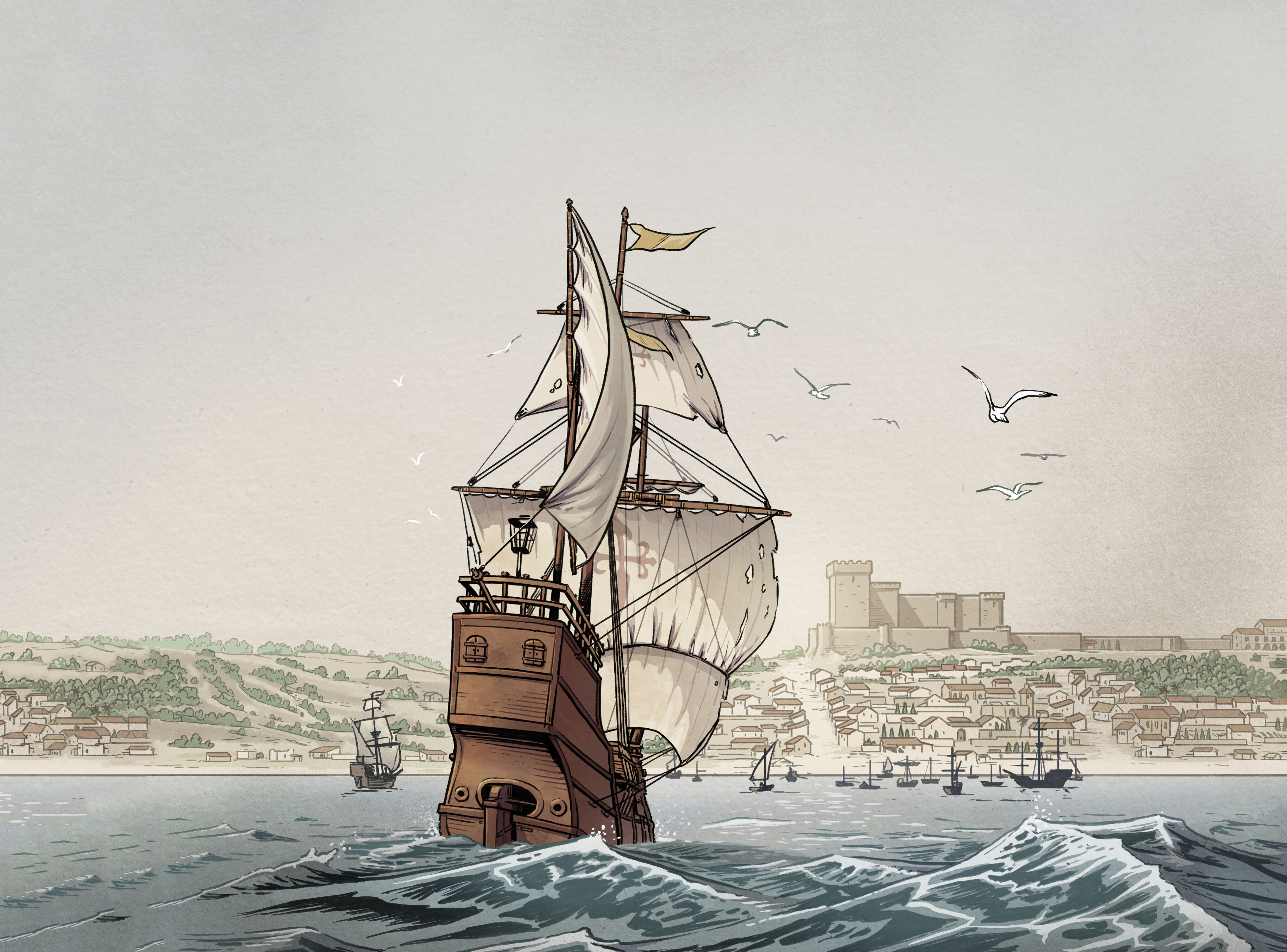 Illustration of ship.